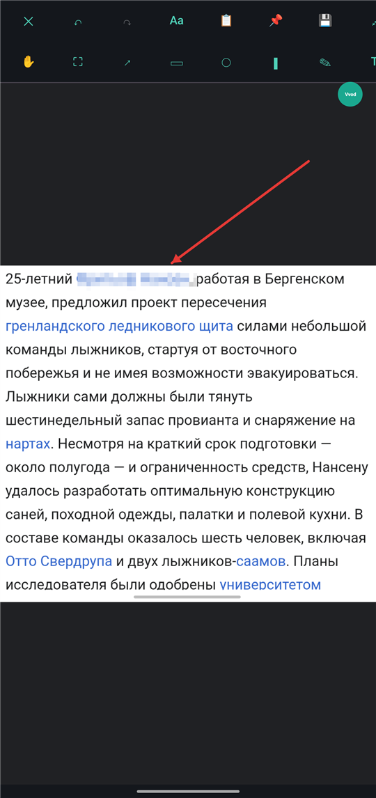 Vvod: Снимок области